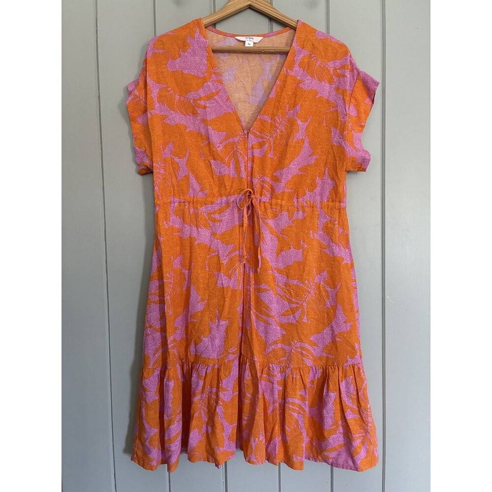 XIX Palms x Tribal Dress S Small Canary Cap Sleeve Hawaiian Floral Short Sleeve